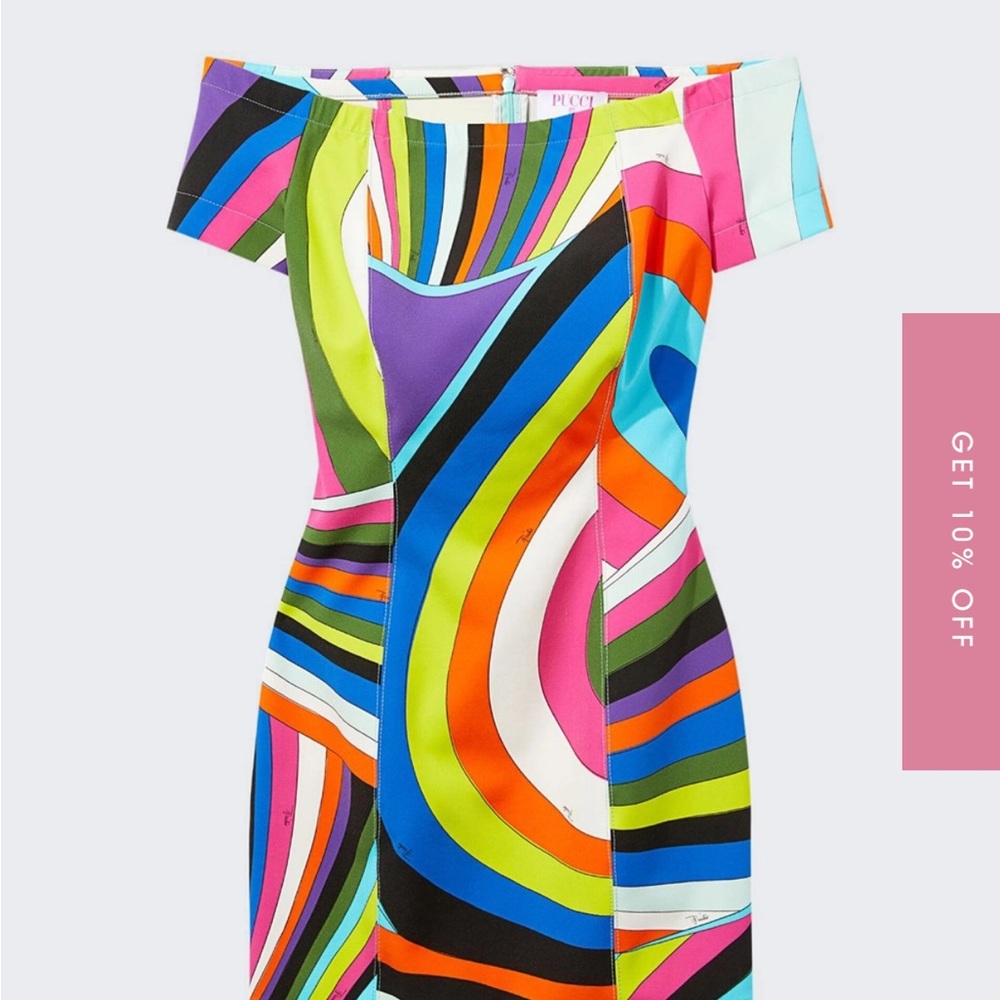 Emilio Pucci Multicolor Off-Shoulder Mini Dress